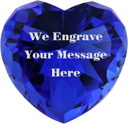 Personalized Custom Engraved Crystal Paperweight, Pink and Blue Diamond