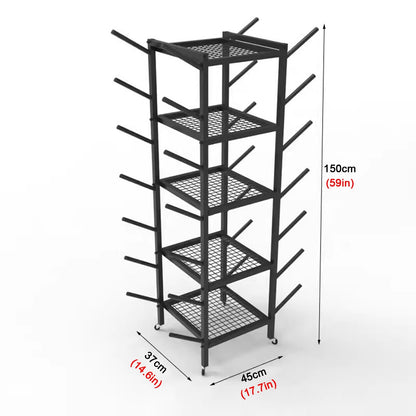 YHdtUO Yoga Mat Storage and Organizer Rack, Free Standing Home Gym Garage Storage Holder for Dumbbells/Foam Roller/Yoga Blocks, Commercial Workout Equipment Storage,White-45x37x150cm/17.7x14.6x59in