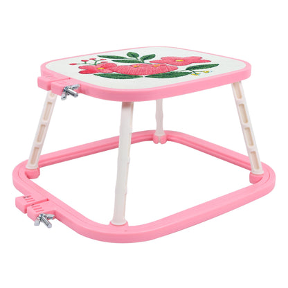 guofa Square Embroidery Hoop Stand，ABS Plastic Cross Stitch Stand, Embroidery Hoop Holder for DIY Craft, Punch Needle Hoop, Sewing Needlepoint Frame Stand (pink)