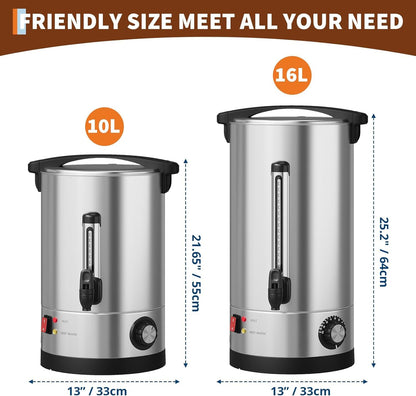 PeacefulHues 110 Cup Commercial Coffee Urn,16l / 4.2Gal Double Wall Insulation Coffee Dispenser,Stainless Steel Large Hot Beverage & Water Dispenser with Automatic Temperature Control for Buffets