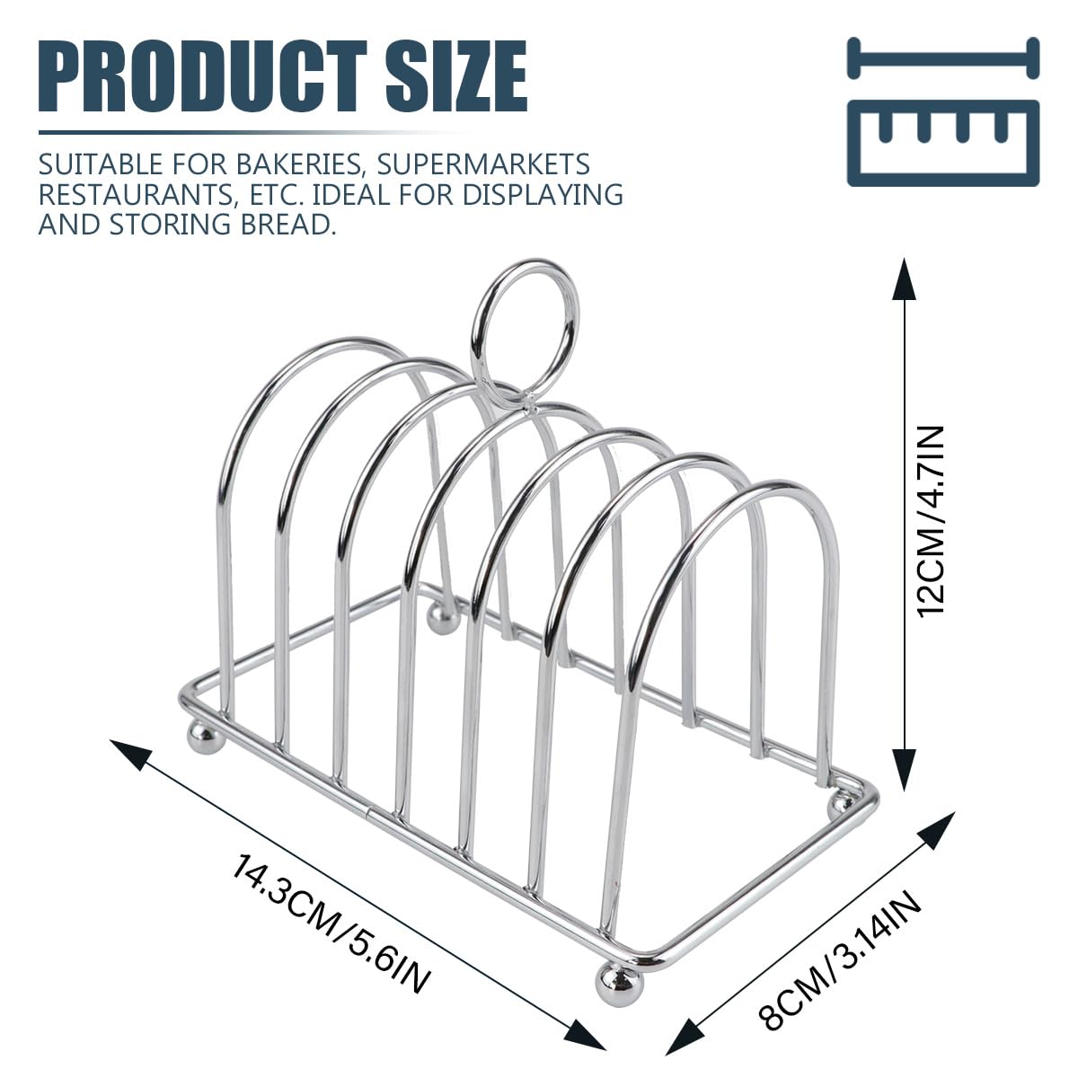 Toast Rack Stainless Steel Toast Holder Stand with Ball Feet and Loop Carry Handle Bakeware Grid Cooling Racks for Buffet Breakfast Lunch Dinner