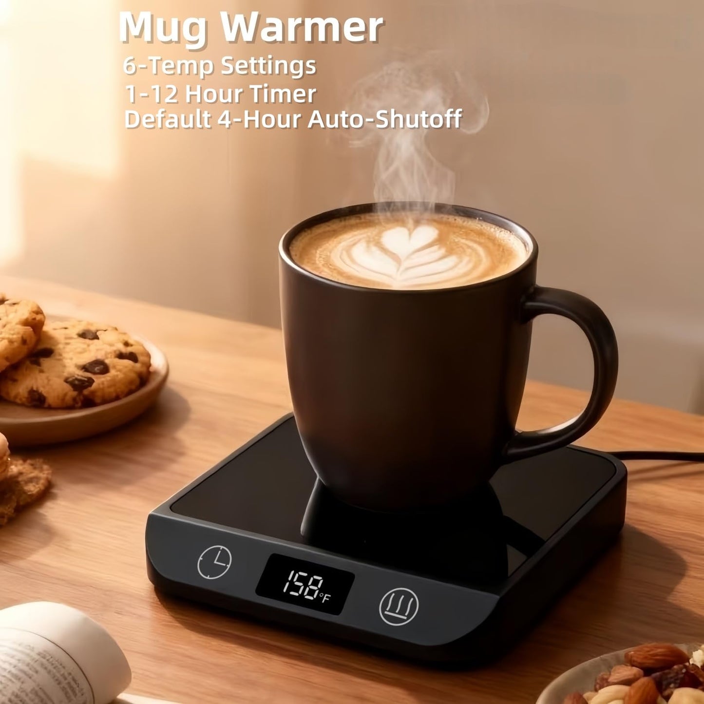 Coffee Mug Warmer & Candle Warmer 2-in-1 with Auto Shut Off - 46W Smart Electric Warmer, 6 Temperature Settings (113-158°F), Digital Timer, 4.5" Plate for WFH,Desk,Office,Home,Bedroom