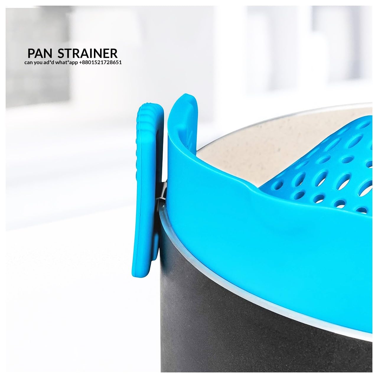 Silicone Pasta Strainer Insert - Clip On for Pots & Pans - Easy Pasta Draining