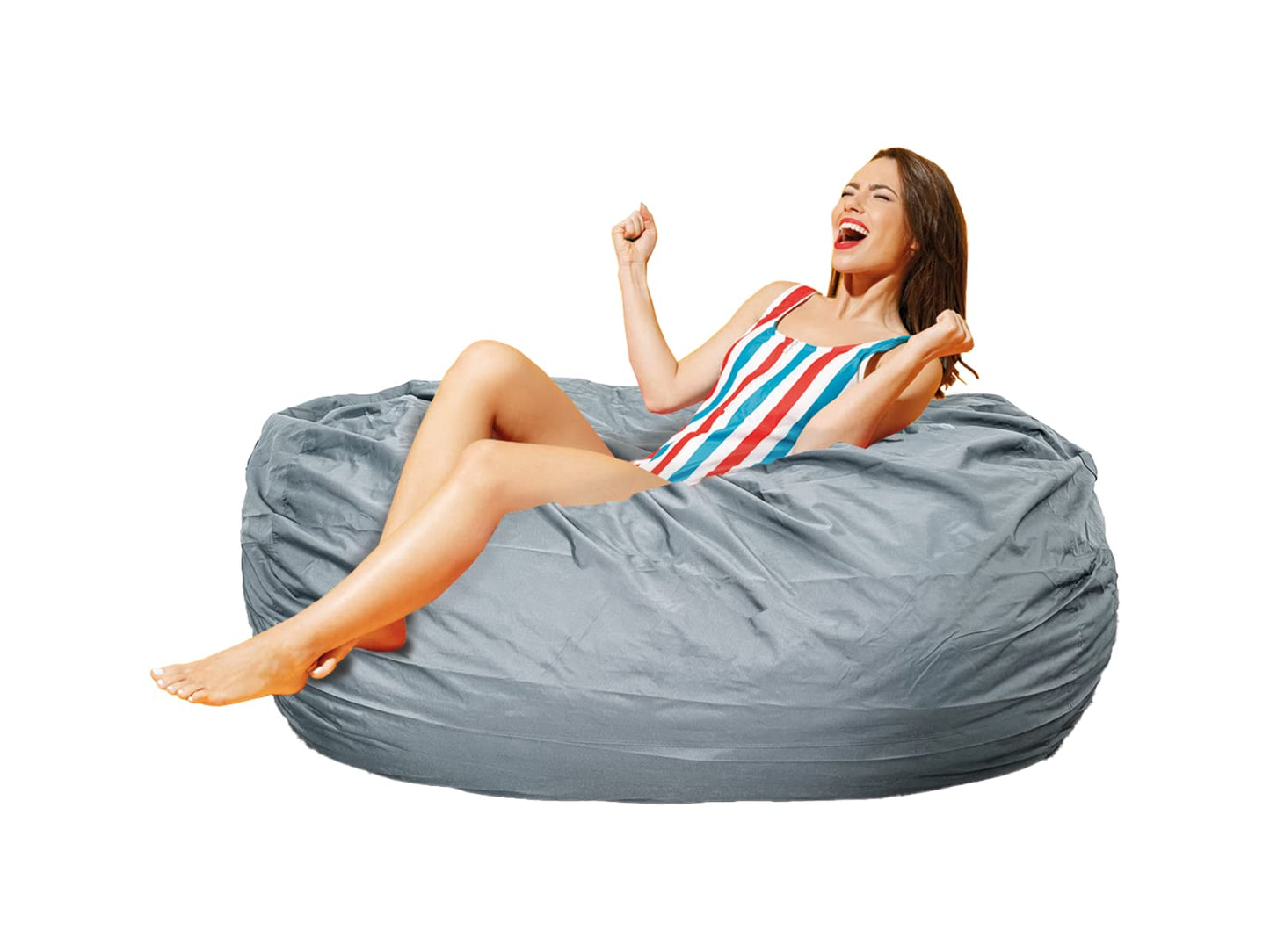 Lumaland Outdoor/Indoor Bean Bag 7ft, Water-Repellent and Fading-Resistant, Comfortable Sack Chair for Patio, Backyard, Frontyard, Deck, Garden, Swimming Pool and Home, Dark Grey