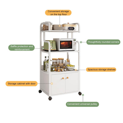 DHXIAMZ Rolling Microwave Storage Rack Kitchen Cabinet nizer Multi-Purpose Shelving Unit for Kitchen Living Room & Entryway Bakery Shelf White 52x34x126.5CM
