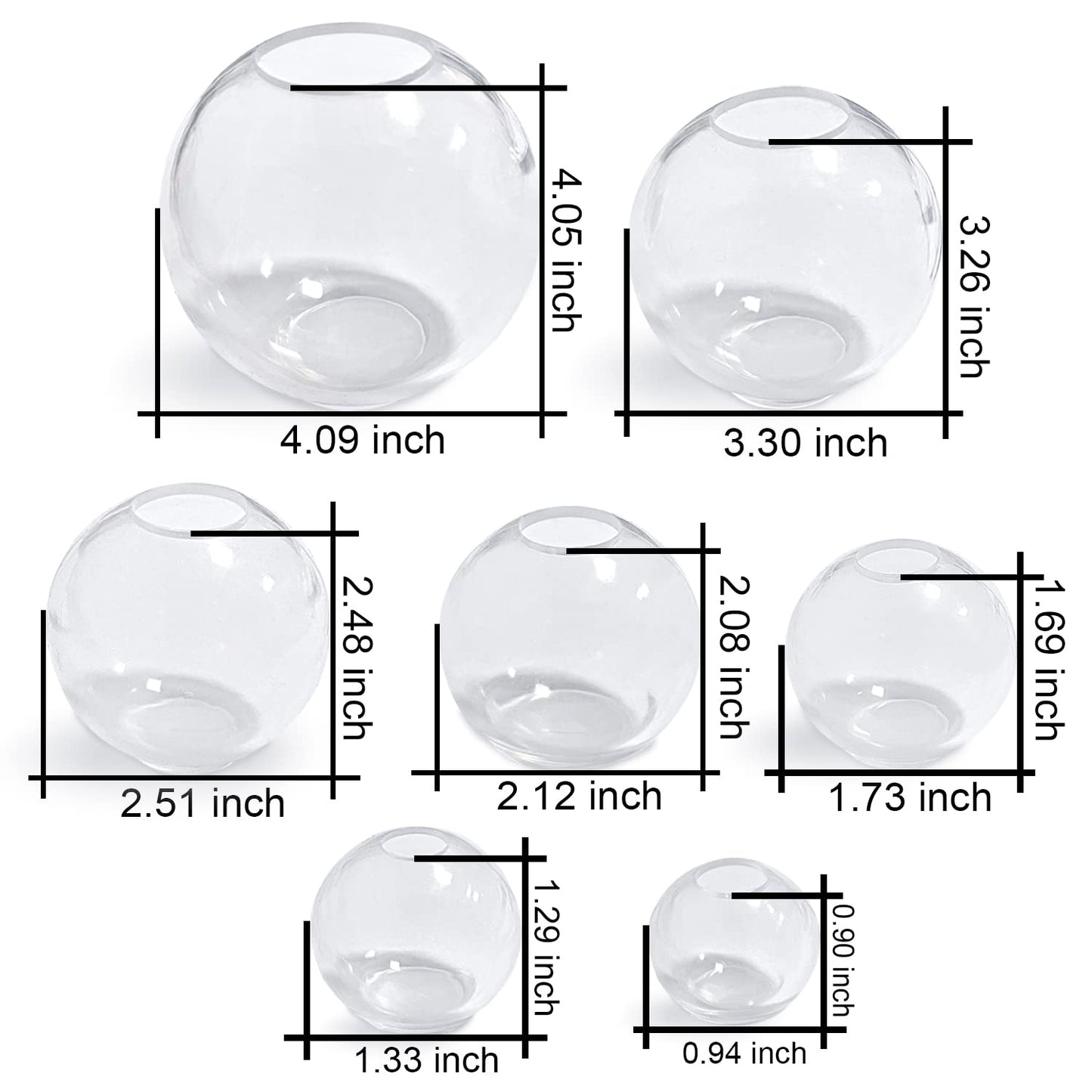RESINWORLD Set of 4, 3", 2.5", 2", 1.7", 1.3", 0.9" Clear Silicone Sphere Molds, Large 3D Seamless Sphere Silicone Molds for Resin Casting, Round Ball Orbs Epoxy Resin Mold for Jewelry, Soap, Candle