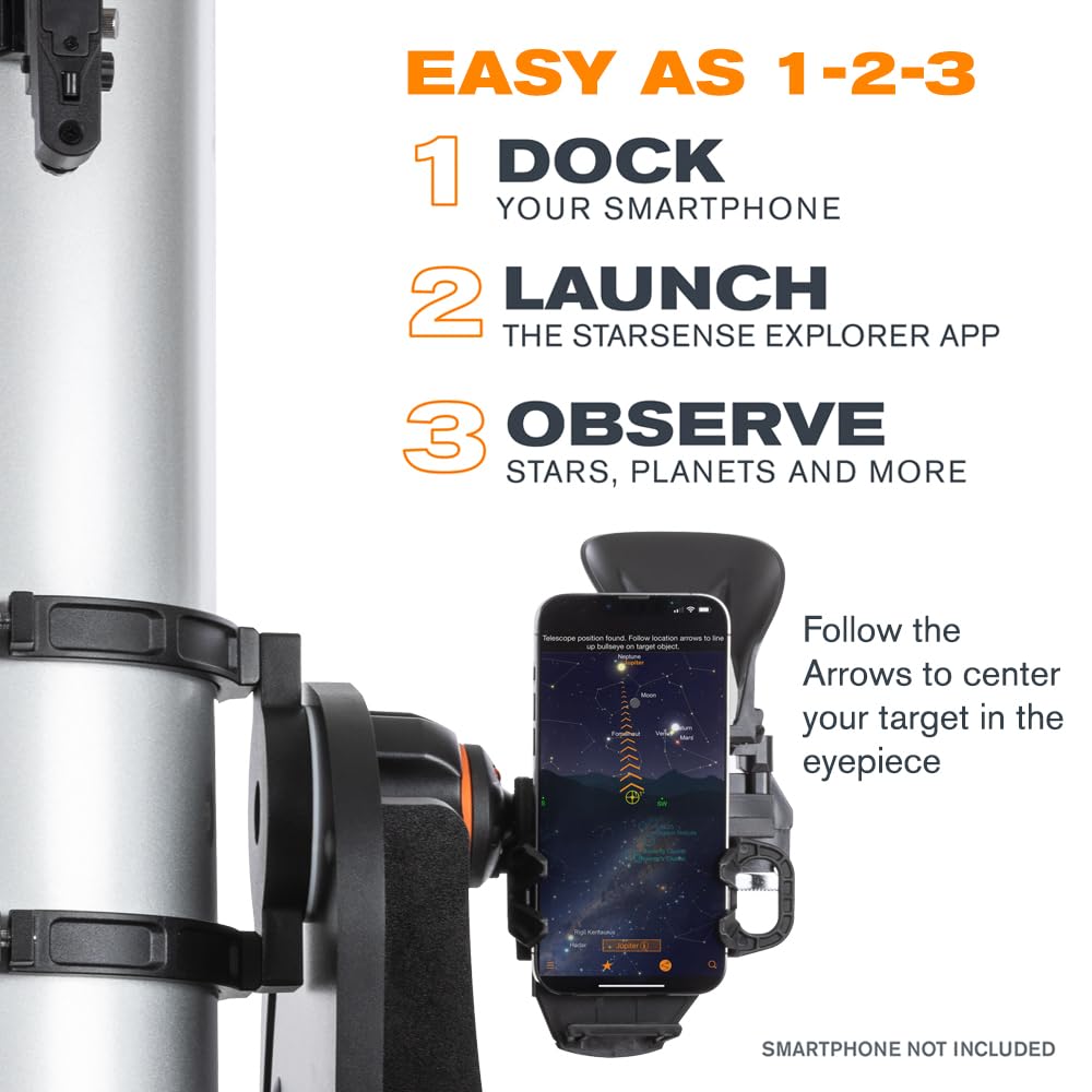 Celestron StarSense Explorer 150AZ App-Enabled Telescope – 150mm Tabletop Dobsonian with Smartphone Dock & StarSense App – iPhone & Android Compatible – Easy-to-Use for Beginners