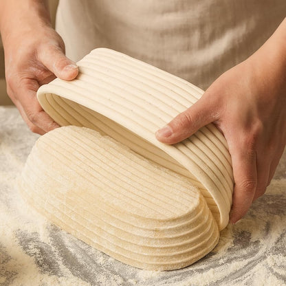 Saint Germain Bakery Oval Banneton Proofing Basket and Bread Lame Set – 10 Inch Rattan Basket with Liner, Razor Blades & Leather Cover – Sourdough Bread Baking Kit Gift for Artisan Bakers