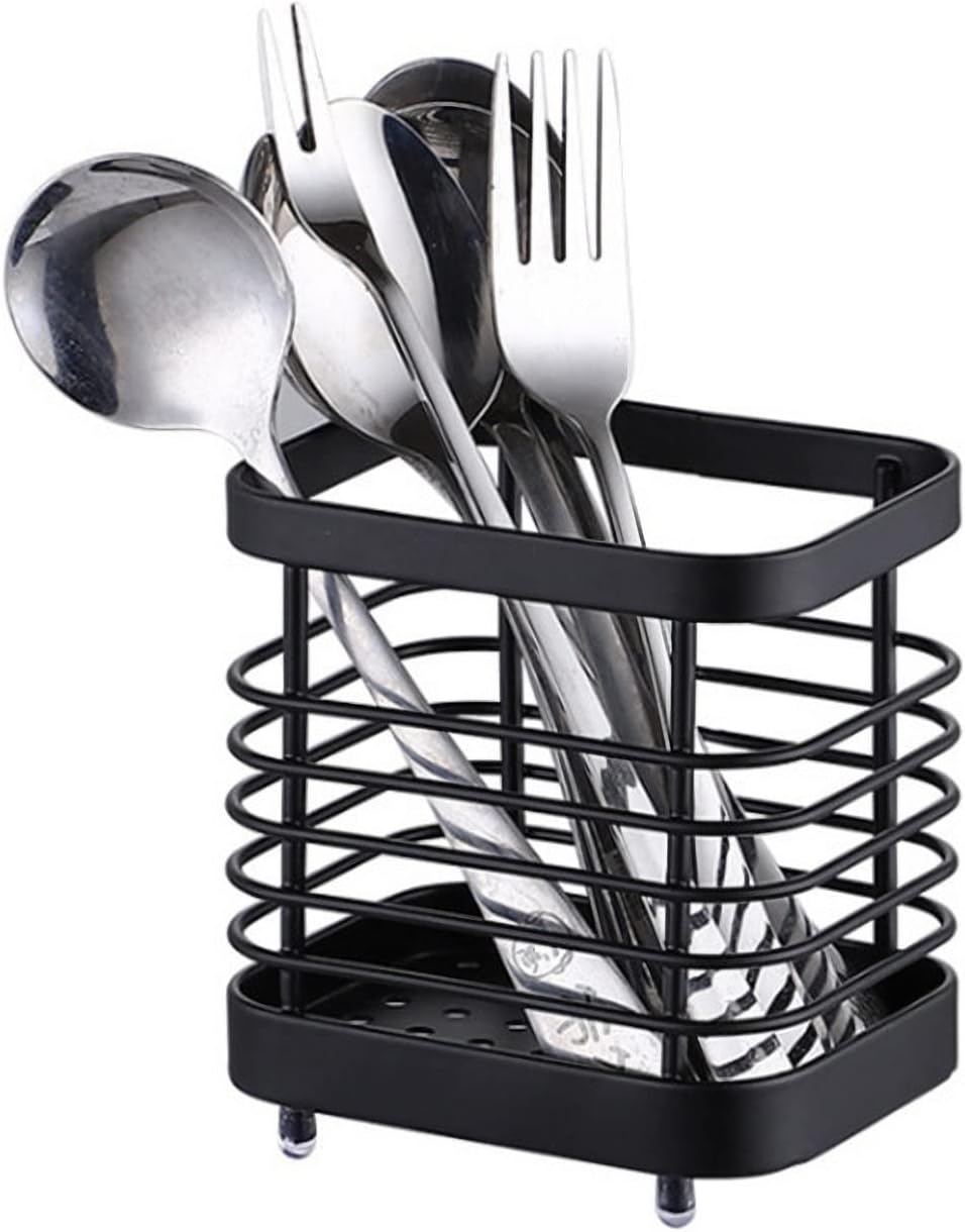 Stainless Steel Kitchen Utensil Holder, Countertop Drying Caddy, Rust-Proof Cutlery Drainer for Kitchen Utensils