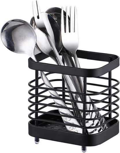 Stainless Steel Kitchen Utensil Holder, Countertop Drying Caddy, Rust-Proof Cutlery Drainer for Kitchen Utensils