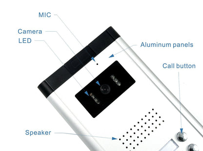AMOCAM 2 Units Apartment Video Intercom System, 7 Inch Monitor Wired Video Doorbell Door Phone Kits, Indoor Outdoor IR Camera, Monitoring, Unlock, 2 Way Intercom for Home Apartment