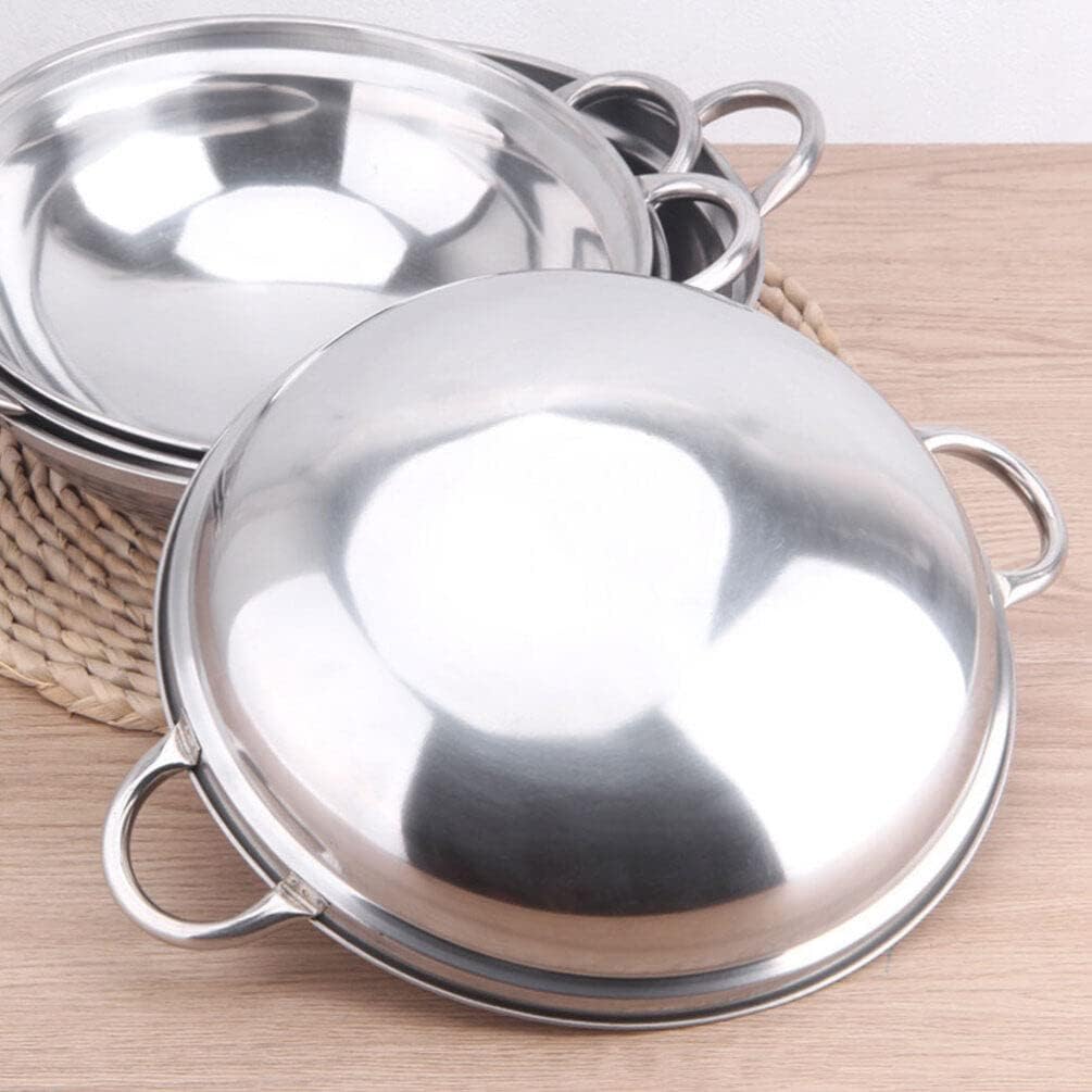 Ciieeo Shabu Shabu Hot Pot, Stainless Steel Camping Stove Cooking Pot with Lid, 22cm Chef Wok and Paella Skillet