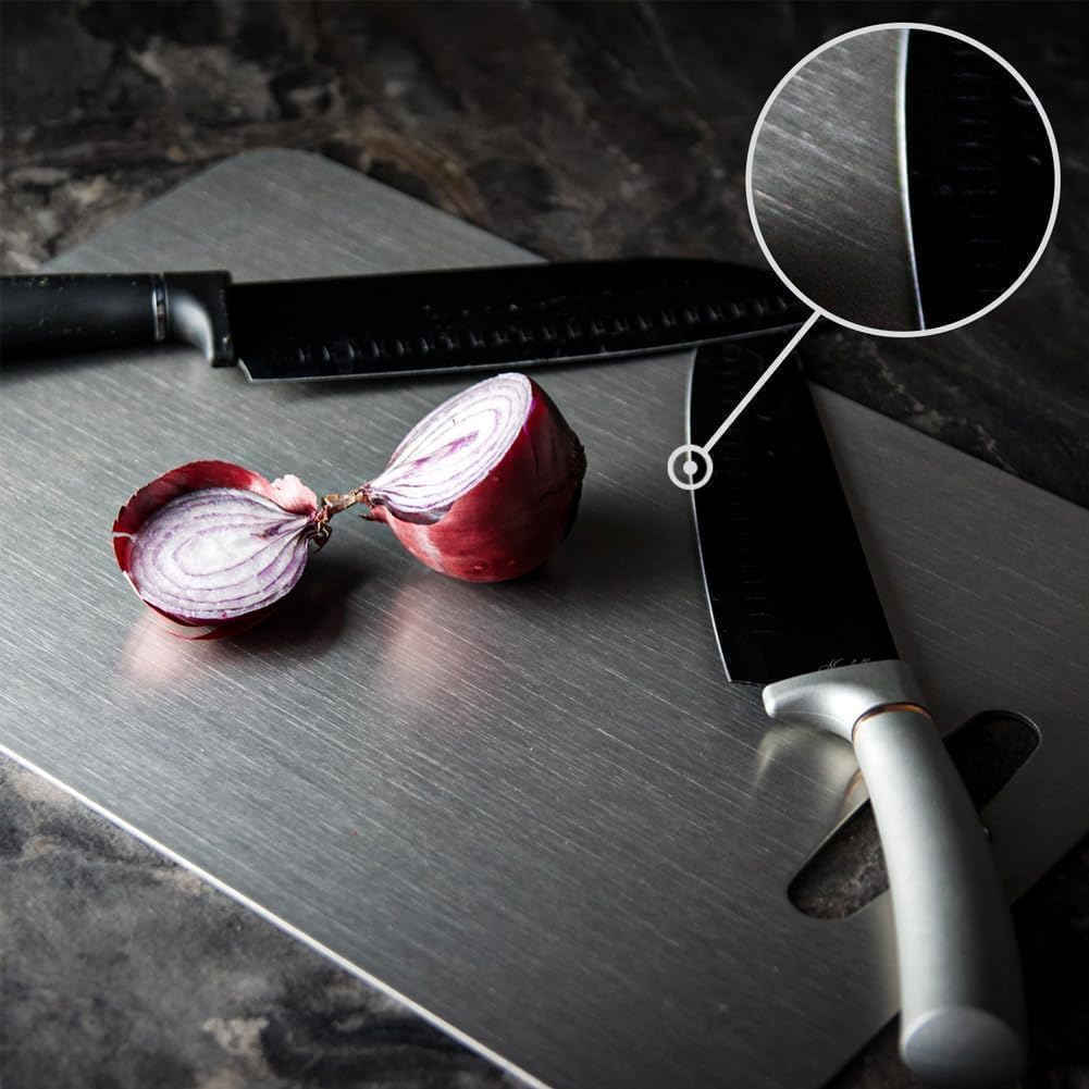 2025 100% 1 Pack (12"L 9"W) Titanium Cutting Board - New Upgrade Pure Titanium Cutting Boards For Kitchen, Double-sided