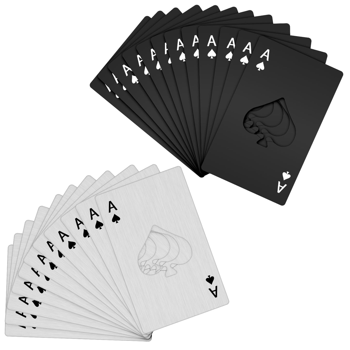24Pcs Poker Card Bottle Opener, Stainless Steel Credit Card Size Bottle Opener for Wallet Pocket, Portable Metal Beer Bottles Can Cap Openers for Bar Wedding Birthday Party Silver/Black