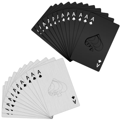 24Pcs Poker Card Bottle Opener, Stainless Steel Credit Card Size Bottle Opener for Wallet Pocket, Portable Metal Beer Bottles Can Cap Openers for Bar Wedding Birthday Party Silver/Black
