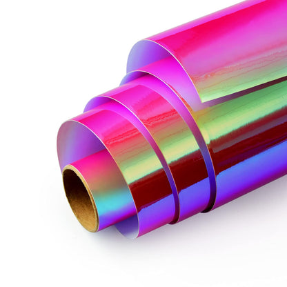 Holographic Opal Vinyl roll 12" x 5ft,Permanent Vinyl,SHOYISI Permanen Adhesive,for All Kinds of Cutting Machines(Rose Red)
