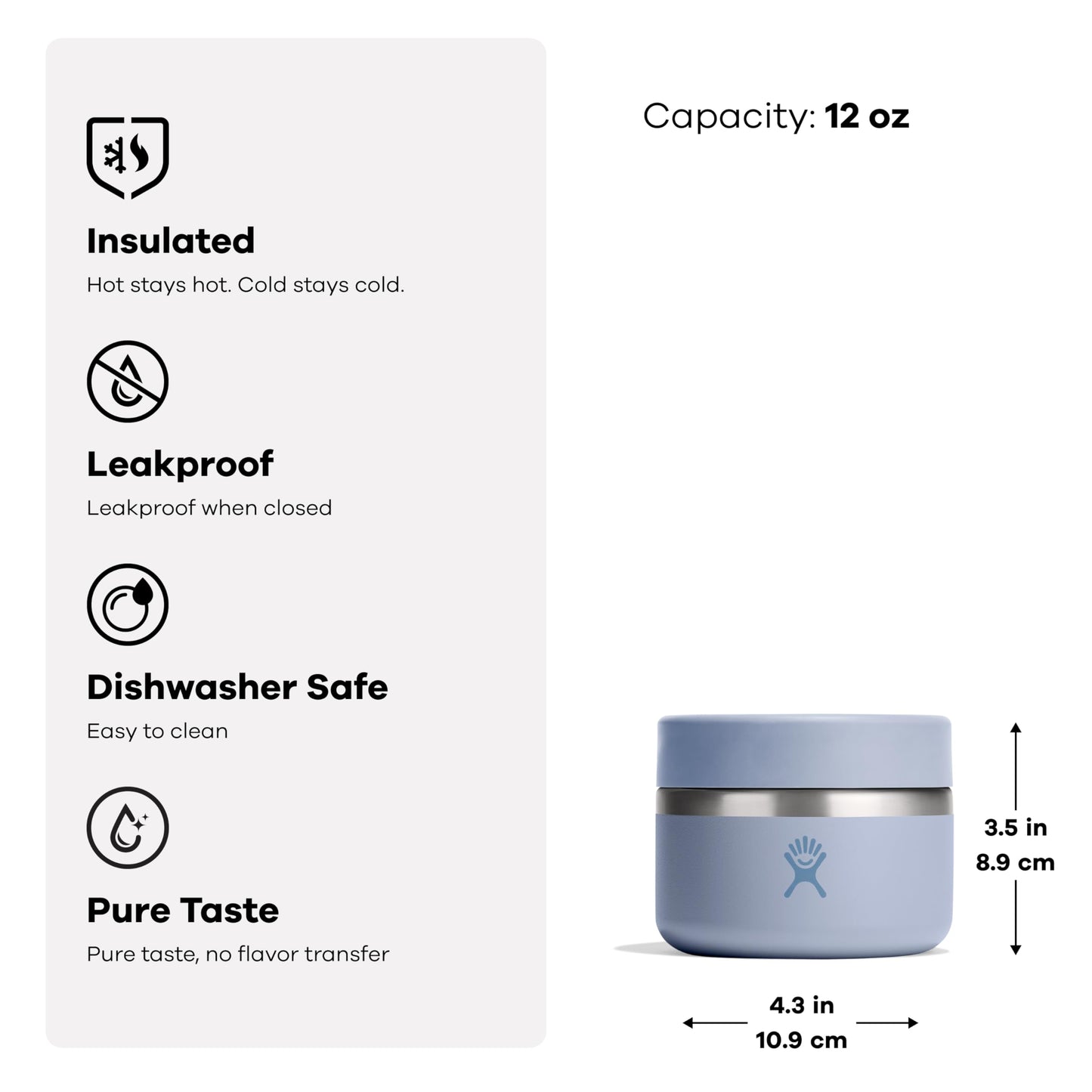 Hydro Flask 12 oz. Insulated Food Jar - Stainless Steel with Leak Proof Cap , Birch