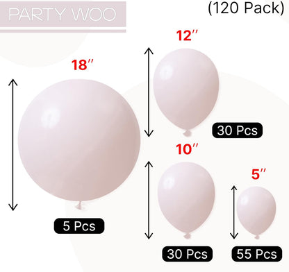 PartyWoo Beige Balloons - 120pcs Boho Cream & Ivory Balloon Arch Kit | Various Sizes for Weddings & Events