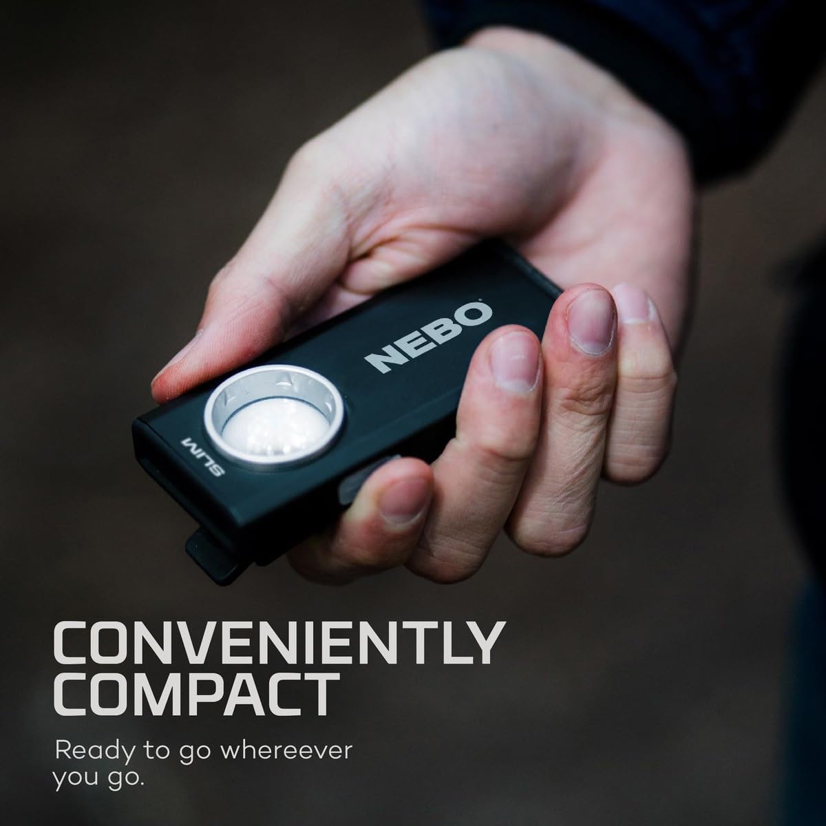 NEBO SLIM Pocket Flashlight | 500 Lumens, Rechargeable Mini EDC Work Light, Magnetic Base & Dimmable Brightness, Durable & Water Resistant, Includes Charging Cable — Black