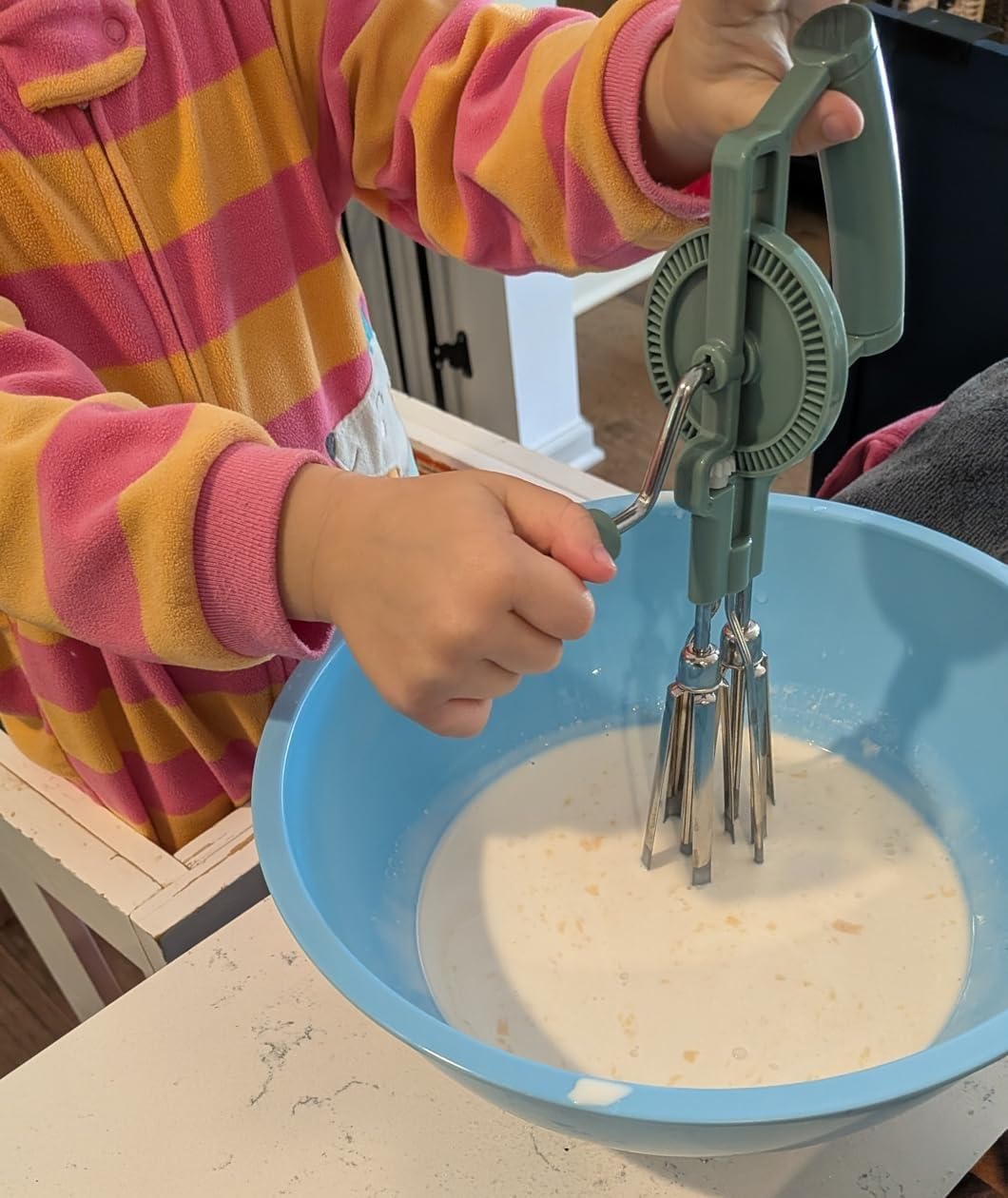 Manual Rotary Egg Beater | Double Head Whisk | Hand Crank Whipper for Eggs, Cream and Batter