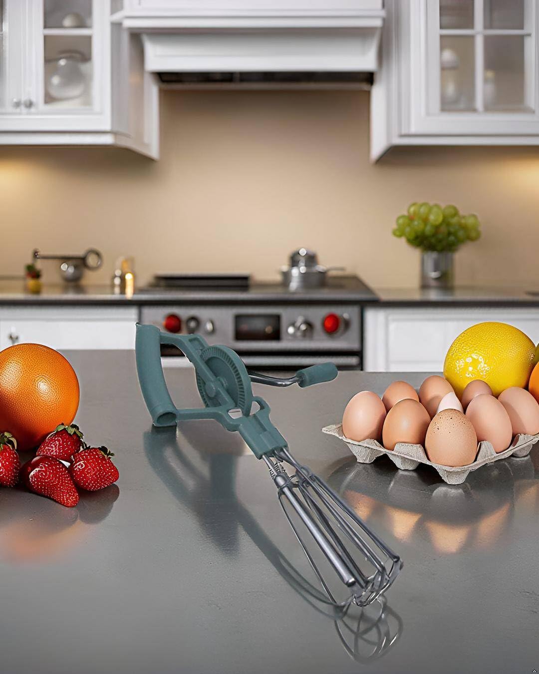 Manual Rotary Egg Beater | Double Head Whisk | Hand Crank Whipper for Eggs, Cream and Batter
