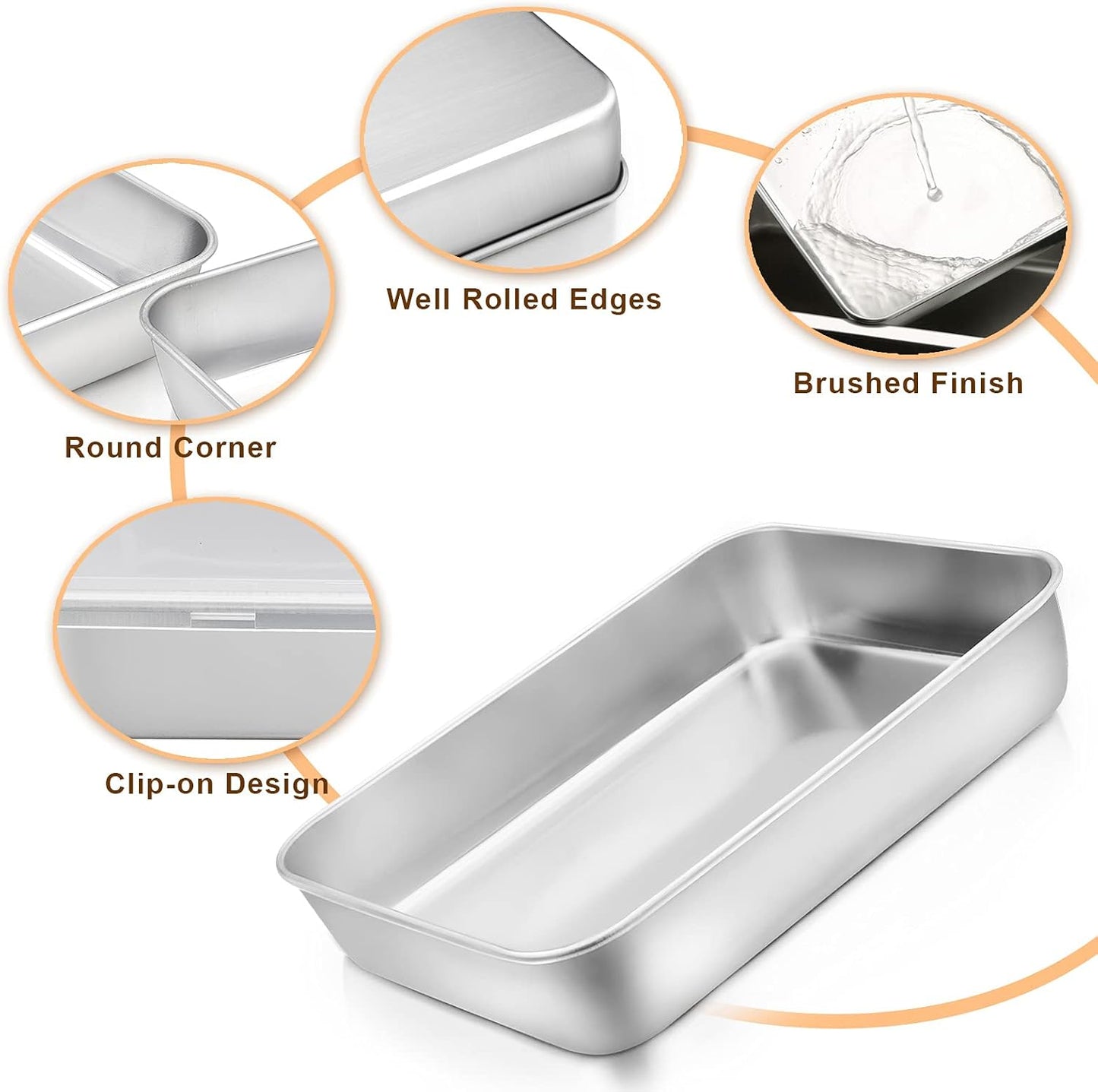 E-far Toaster Oven Baking Pan with Lid, 10.4”x 8”x 2” Stainless Steel Rectangle Sheet Cake Pans