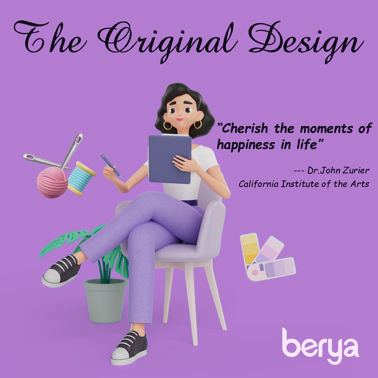 BERYA Embroidery Starter Kit for Beginners, Canvas Tote Bag with Pre-Printed Floral Pattern, DIY Cross Stitch Kit Including Hoop, Color Threads, Tools and Instructions (Fly Song)