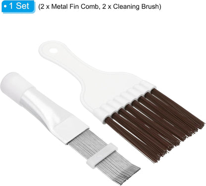 PATIKIL 2 Set Air Conditioner Fin Comb, Stainless Steel Condenser Fin Straightener & Cleaning Brush Tool