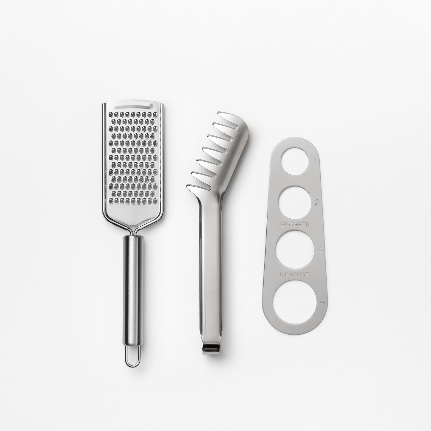 Printworks The Essentials, Pasta Tools – Pasta Kit with Spaghetti Tong, Spaghetti Measurer & Grater in Bright Blue Book-Style Case