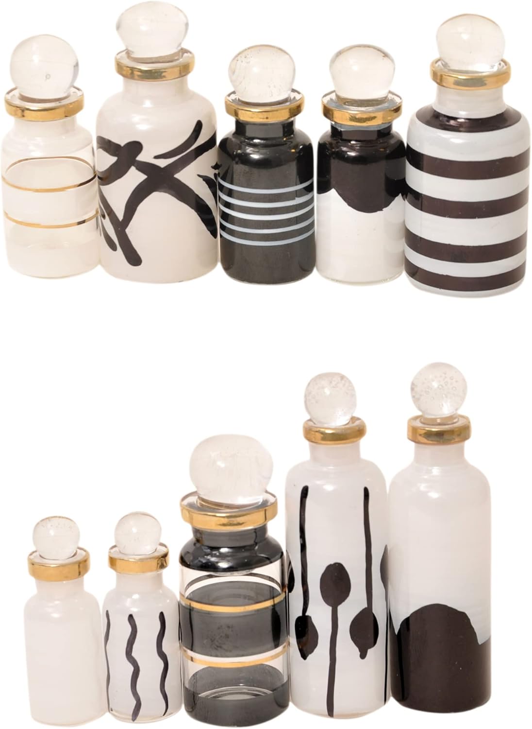CraftsOfEgypt Genie Blown Empty Glass Mini Bottles Set of 20 Decorative Small Vials for Perfume, Essential Oils