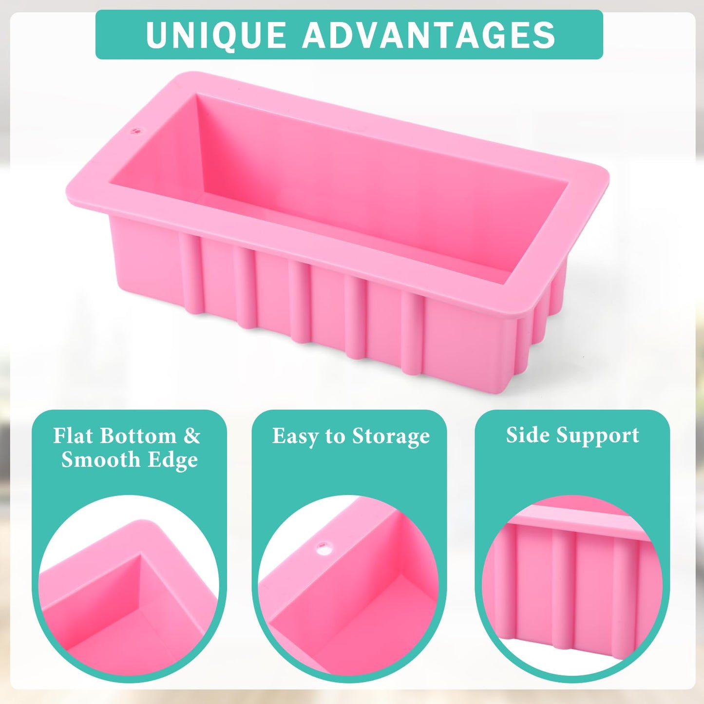 Domensi 3 Pcs Large Soap Molds 9.6 x 5.1 x 2.6 Inches Silicone Ice Block Mold Rectangle DIY Handmade Loaf Molds for Soap Making Craft Baking Chocolate Muffin Candle, 3 Colors