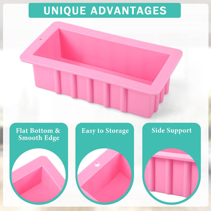 Domensi 3 Pcs Large Soap Molds 9.6 x 5.1 x 2.6 Inches Silicone Ice Block Mold Rectangle DIY Handmade Loaf Molds for Soap Making Craft Baking Chocolate Muffin Candle, 3 Colors