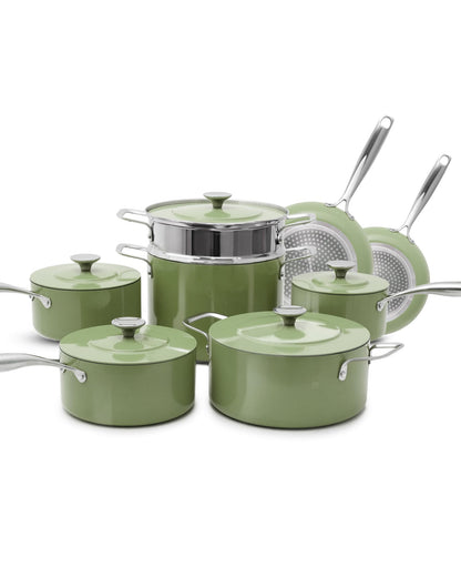 Nuwave Lux 13-Piece Premium Cookware Collection, Healthy G10 Duralon Blue Ceramic Nonstick, Ultra Durable, PFAS-Free, Lightweight & Works on All Cooktops