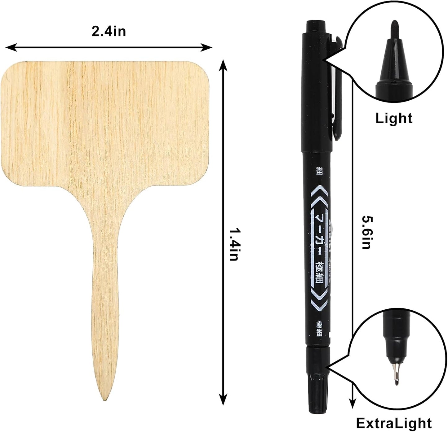 Whaline 60Pcs Wooden Plant Labels with Marker Pen, Decorative Garden Markers for Herbs