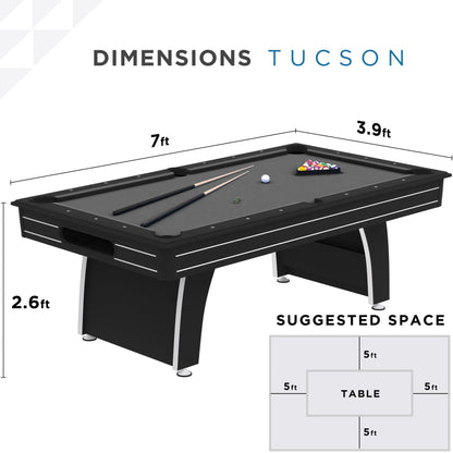 Fat Cat Tucson 7 Foot Pool Table with Automatic Ball Return, Billiard Table with Arcade Style Black Finish, 818 Bumpers, Includes Cues and Balls