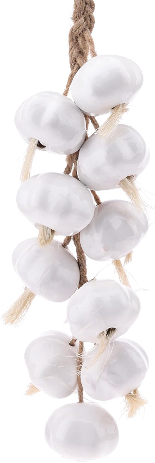 1 Gresorth Pcs Artificial White Garlic String Fake Ceramics Vegetable Hanging Decoration Lifelike Onion Garland