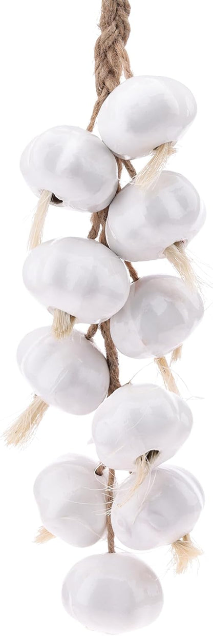 1 Gresorth Pcs Artificial White Garlic String Fake Ceramics Vegetable Hanging Decoration Lifelike Onion Garland