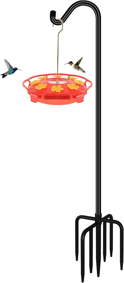 Feed Garden 76'' Heavy Duty Bird Feeder Pole - Adjustable Shepherds Hook for Hummingbird Feeders & Lanterns