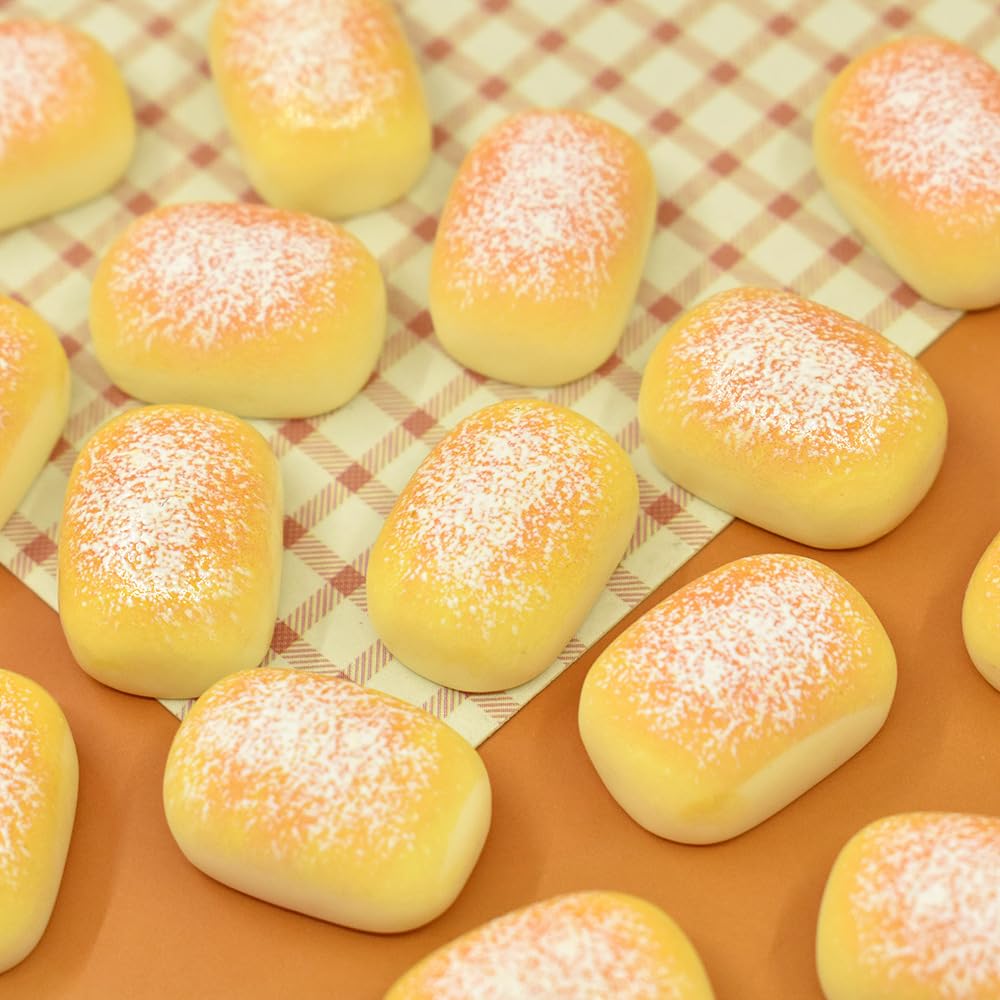 wybcfp 50 Pcs Artificial Mini Bread DIY Accessories Resin Miniature Bread Cake Decor Simulation Bread Craft Charm for DIY Craft Accessories Mini Kitchen Decoration