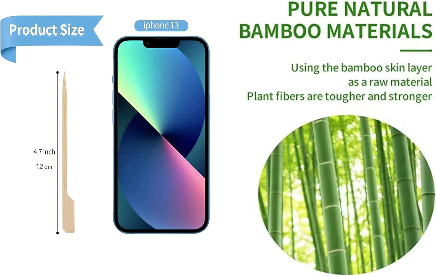 4.7 Inch Bamboo Skewers For Appetizers, 1000PCS Cocktail Picks, Fancy Flat Toothpicks For Appetizers, Bamboo Sticks For Party Sandwich Fruit Charcuterie Boards Accessories.