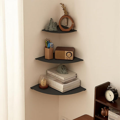 1Pack 9 Corner Shelf Wall Mount, Floating Corner Shelves,Corner withs Wire Hole for TV, Cable Box,Corner Wall Shelf