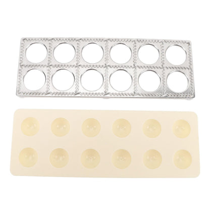 WAHEWUD Ravioli Cutter Aluminum Alloy 12 Cavity Ravioli Mold Set with Solid Wood Rolling Pin Consistent Shape Design Empanada Maker Press for Home Kitchens Tortellini Dough Types