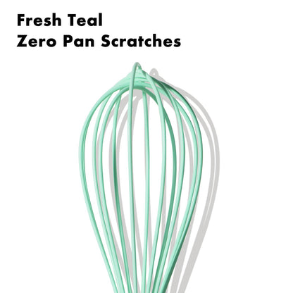 OYV 10-Inch Teal Silicone Whisk, Heat Resistant 480°F Kitchen Whisk with Stainless Steel Ergonomic Handle, Non-Scratch for Nonstick Cookware, Dishwasher Safe, Perfect for Blending, Cooking & Beating