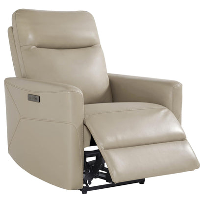 CHITA Genuine Leather Power Recliner Chair for Adults, Electric Wall Hugger Recliner for Small Spaces, Modern Living Room and RV Recliner Chair with Power Headrest & Charging Ports, Latte Tan