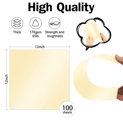 Cream Shimmer Cardstock 12x12, Goefun Shimmer Card Stock for Printer Metallic Paper 65 lb Light Gold Cardstock Pearl Paper for Invitation and DIY Cards, 100 Pack