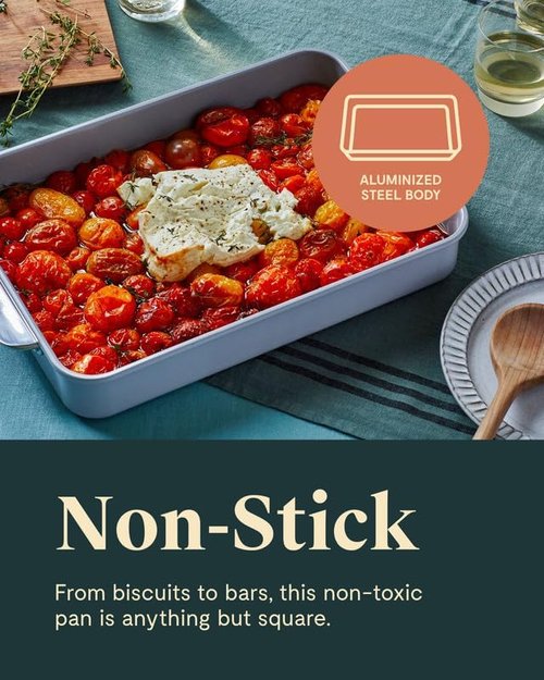 Caraway Non-Stick Ceramic 9”x13” Rectangle Pan - Naturally Slick & Non-Toxic - Perfect for Brownies & Lasagnas - Perracotta