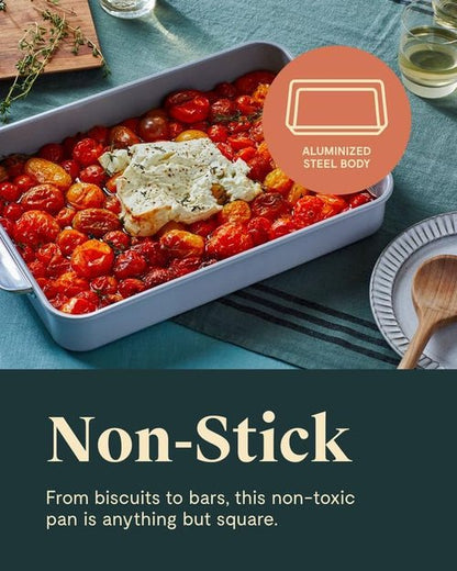 Caraway Non-Stick Ceramic 9”x13” Rectangle Pan - Naturally Slick & Non-Toxic - Perfect for Brownies & Lasagnas - Perracotta