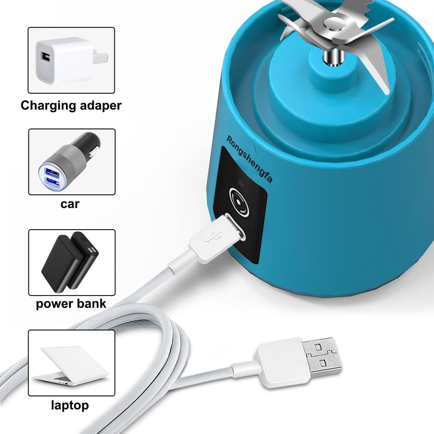 Portable Blender, Mini Personal Blender Bottles for Shakes and Smoothies, USB-C Rechargeable Cordless Electric Juicer