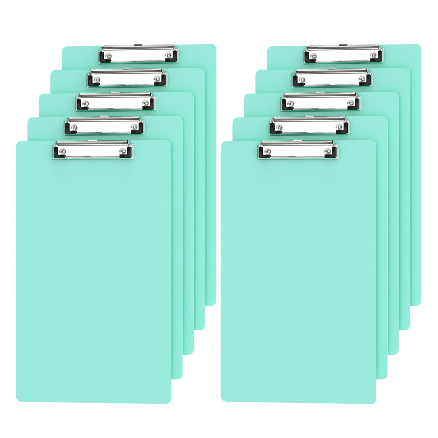 Macroclo Legal Size Clipboard, Teal Plastic 8.5 x 14 Clip Board for Lawers, Heavy Duty Butterfly Clip, 9 x 15 in, Office & School Supply(Pack of 10)