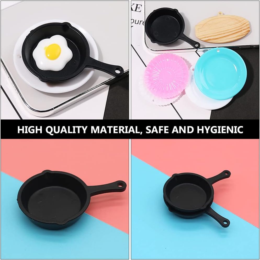 ARTIBETTER 10pcs Mini Cast Iron Skillet Set, Small Frying Pan for Dollhouse Kitchen Accessories